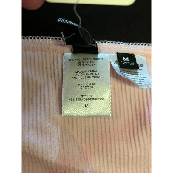 Windsor Tank Top Womens Medium Pink Ribbed Cami Crop Lettuce Hem Bow Stretch - Picture 6 of 7